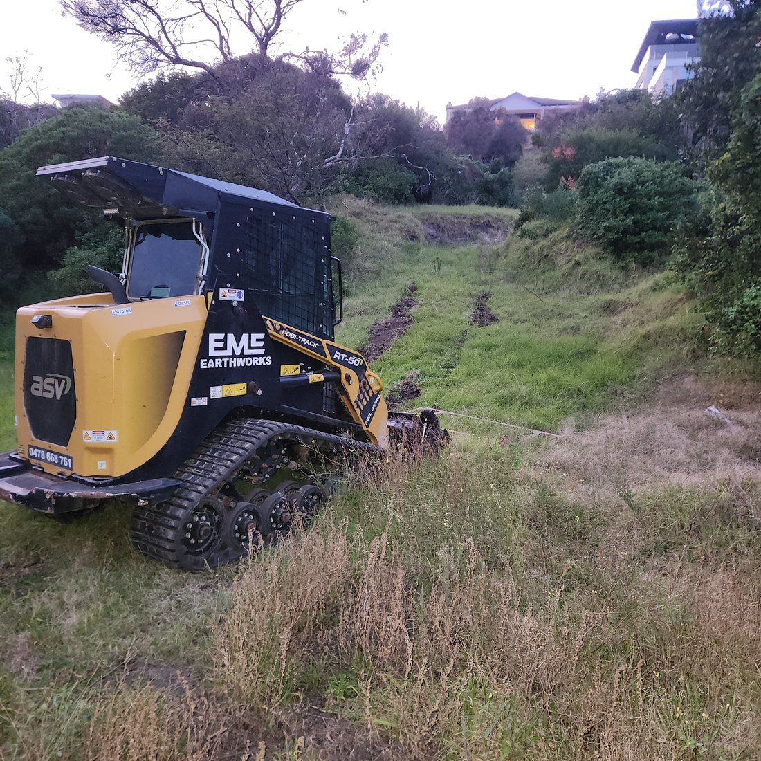 Tracked dumper on the temporary access route through the neighbouring block
