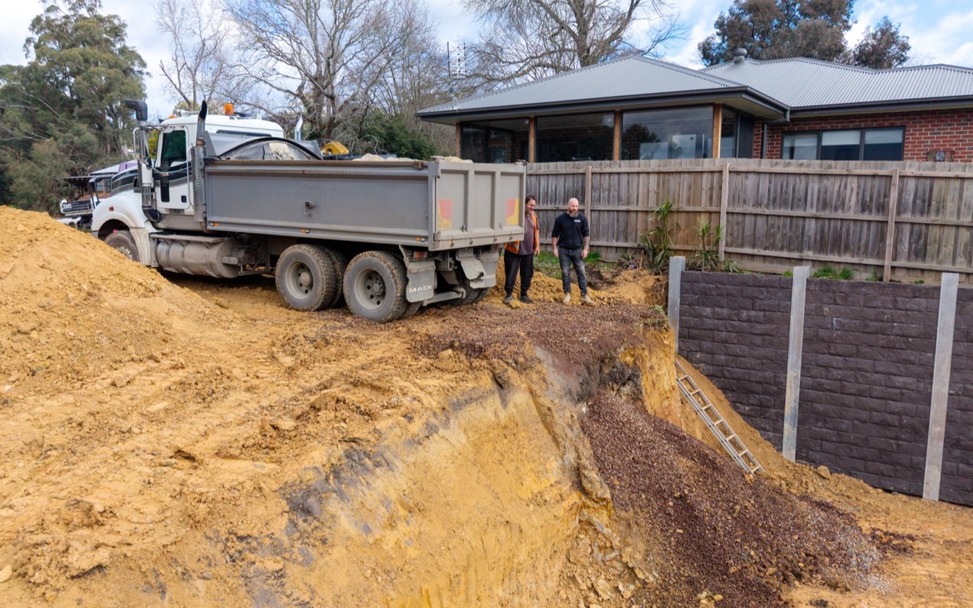 Material moving out through the restricted access